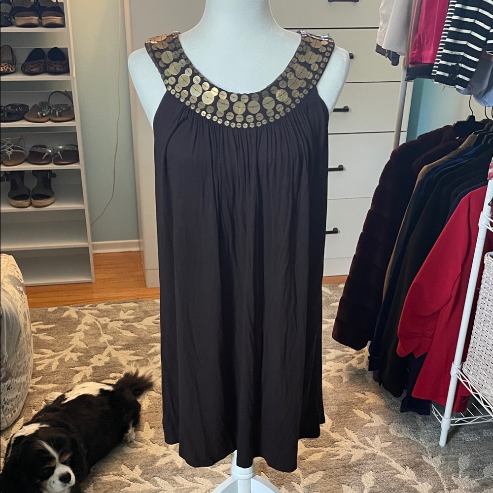 Michael Kors Brown Mini Dress with Gold Details